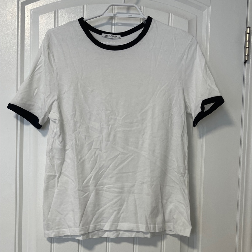Zara White Tee with Black Trim